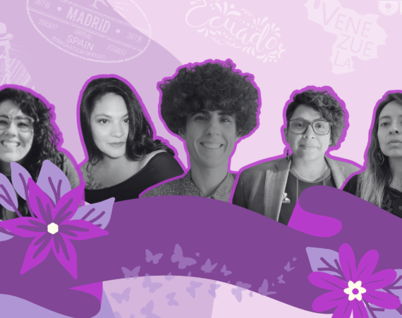 Collage de mujeres migrantes que forman parte de Refugio Latinoamericano, portal argentino de periodismo de migraciones.