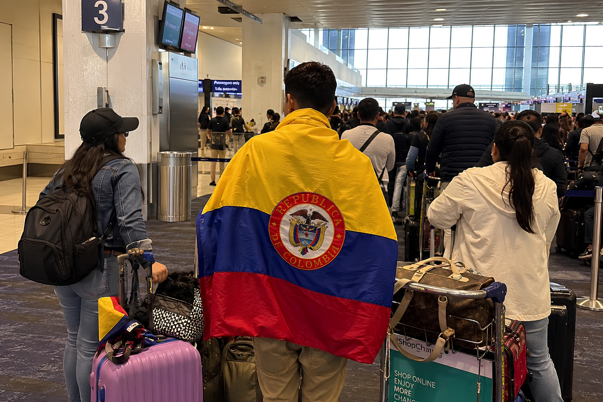 Personas colombianas emprendiendo un viaje de migración