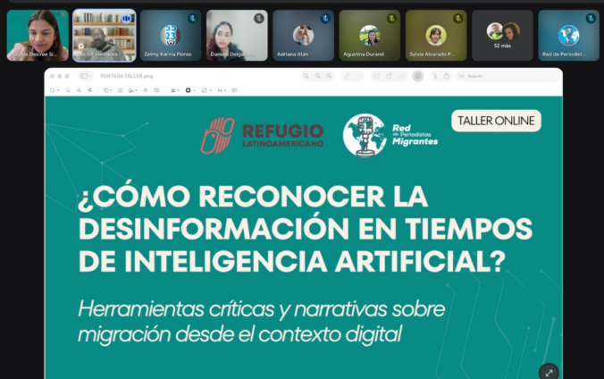 Imagen del taller impartido por la Red de Periodistas Migrantes y Refugio Latinoamericano en mayo de 2026.