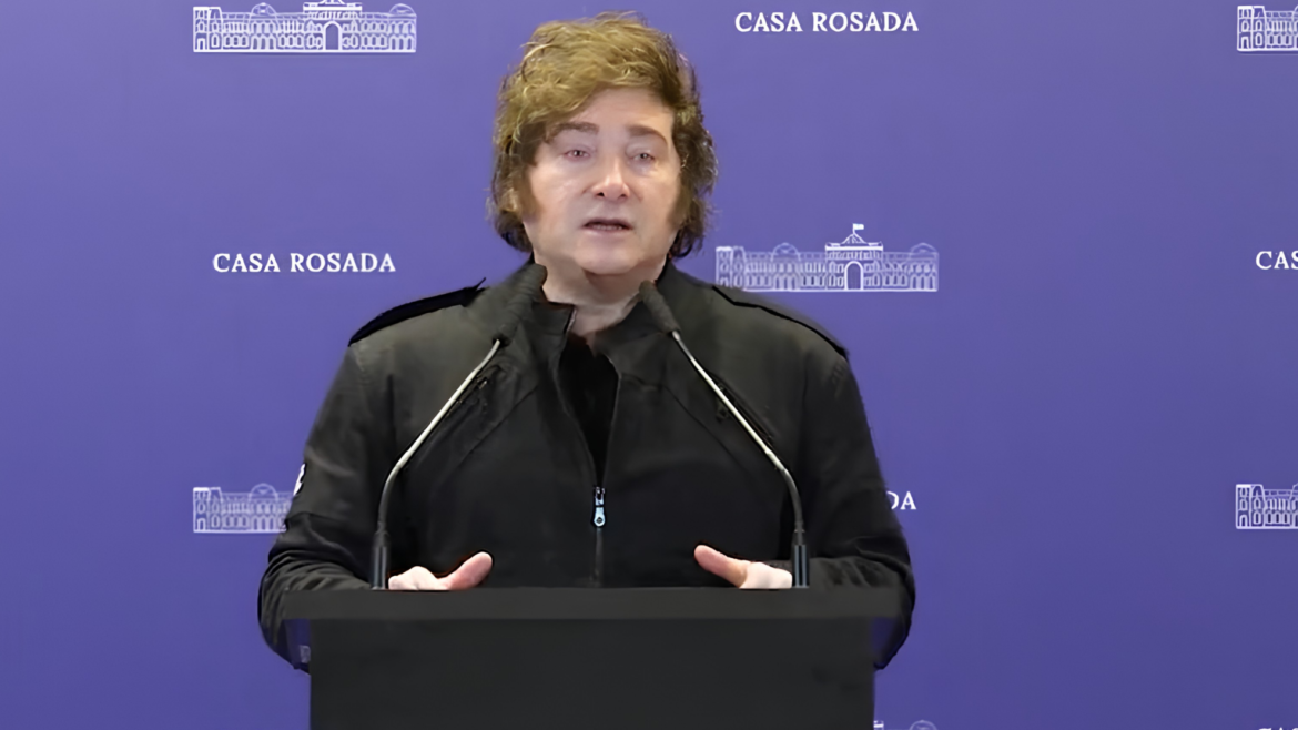 El presidente de Argentina, Javier Milei, durante una conferencia de prensa en Casa Rosada | Foto: Casa Rosada