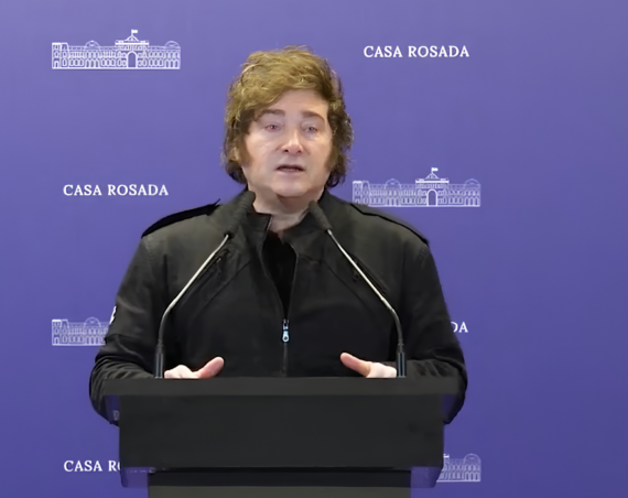 El presidente de Argentina, Javier Milei, durante una conferencia de prensa en Casa Rosada | Foto: Casa Rosada